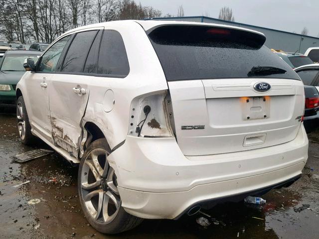 2FMDK4AK8DBE07972 - 2013 FORD EDGE SPORT WHITE photo 3