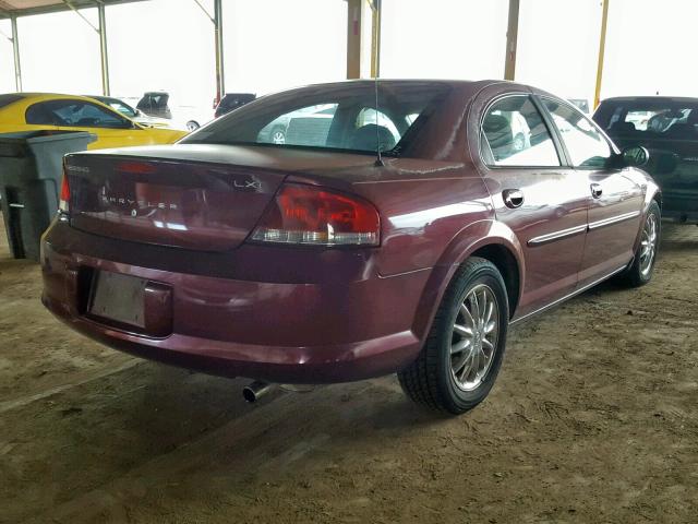 1C3EL56R32N101799 - 2002 CHRYSLER SEBRING LX BURGUNDY photo 4