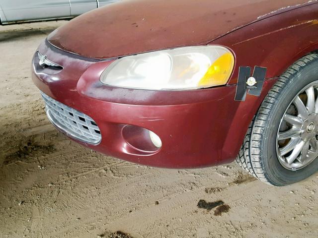 1C3EL56R32N101799 - 2002 CHRYSLER SEBRING LX BURGUNDY photo 9