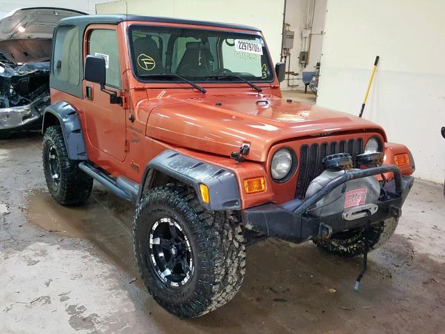 1J4FA49S0YP804329 - 2000 JEEP WRANGLER / ORANGE photo 1