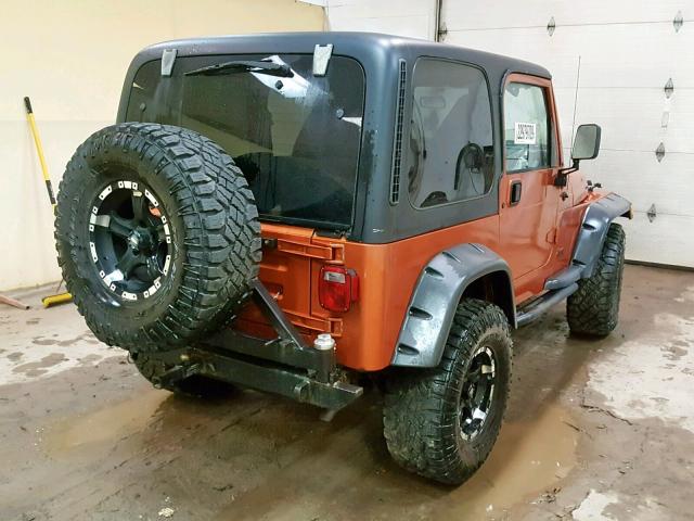 1J4FA49S0YP804329 - 2000 JEEP WRANGLER / ORANGE photo 4