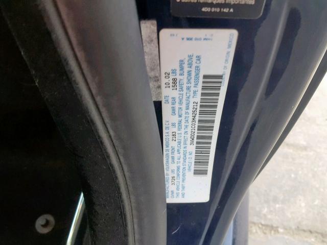 3VWDD21C03M425212 - 2003 VOLKSWAGEN NEW BEETLE Mavi foto 10