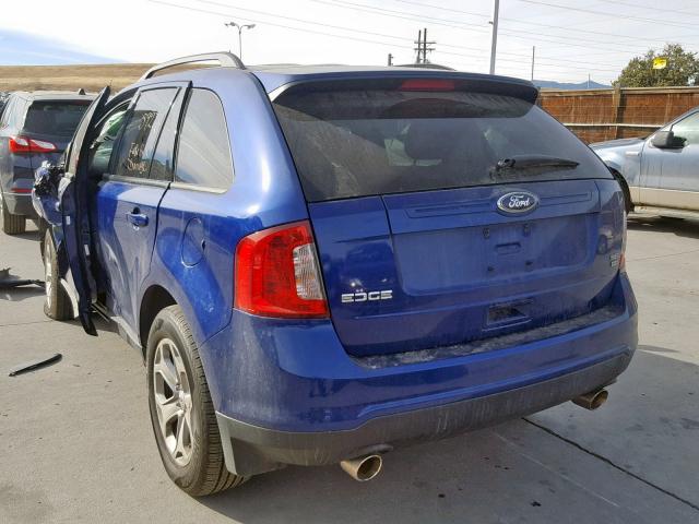 2FMDK4JC9DBC85132 - 2013 FORD EDGE SEL BLUE photo 3