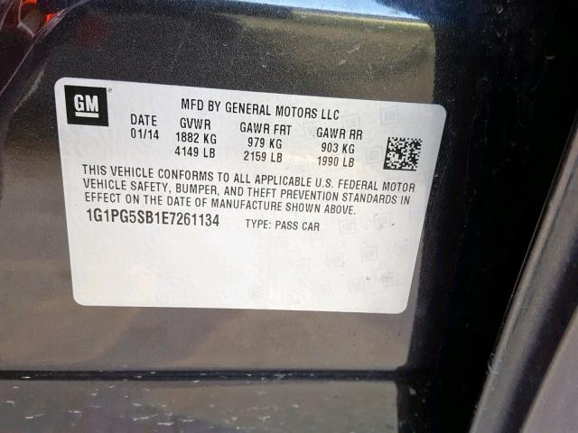 1G1PG5SB1E7261134 - 2014 CHEVROLET CRUZE LTZ GRAY photo 10