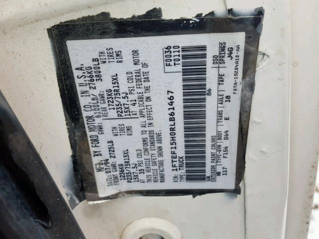 1FTEF15H0RLB61467 - 1994 FORD F150 双色 照片 10