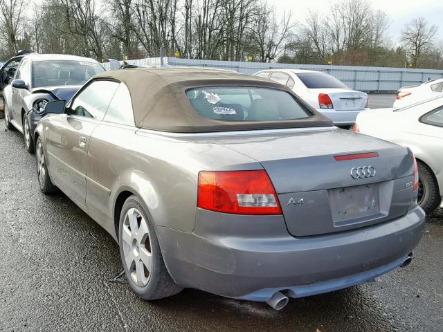 WAUAC48H46K010795 - 2006 AUDI A4 1.8 CAB GRAY photo 3