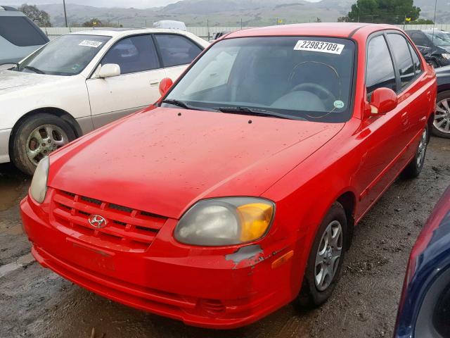 KMHCG45C94U517794 - 2004 HYUNDAI ACCENT GL RED photo 2