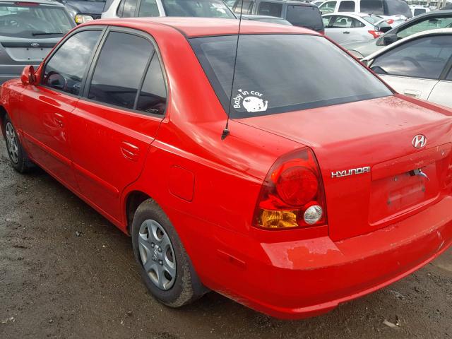 KMHCG45C94U517794 - 2004 HYUNDAI ACCENT GL RED photo 3