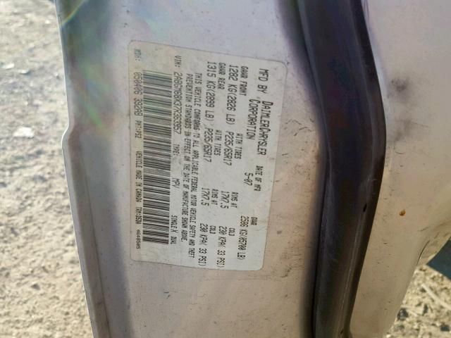 2A8GM68X37R363957 - 2007 CHRYSLER PACIFICA T SILVER photo 10