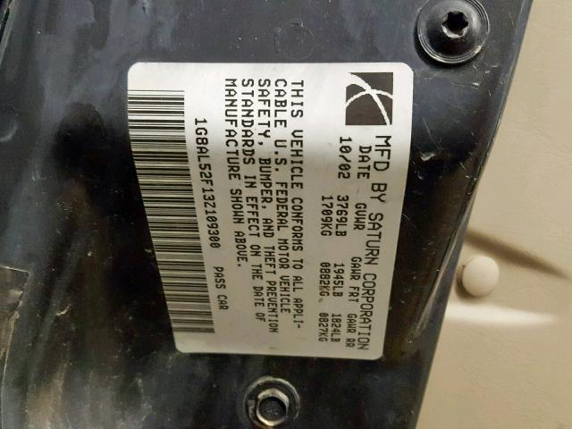 1G8AL52F13Z109300 - 2003 SATURN ION LEVEL BLUE photo 10