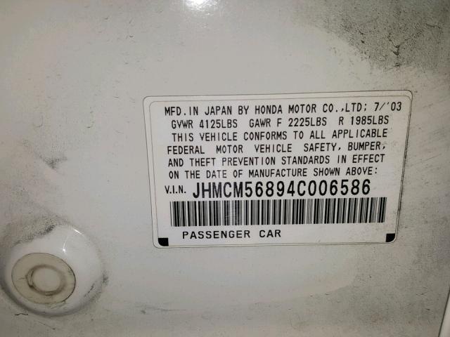 JHMCM56894C006586 - 2004 HONDA ACCORD EX Ağ foto 10