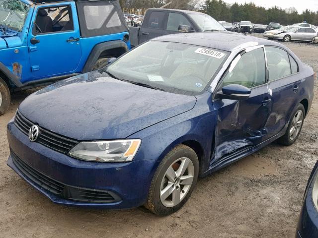 3VWLL7AJ2CM015845 - 2012 VOLKSWAGEN JETTA TDI BLUE photo 2