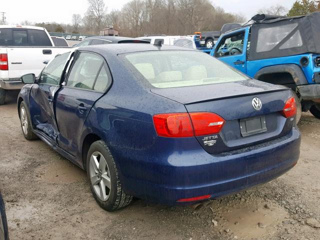 3VWLL7AJ2CM015845 - 2012 VOLKSWAGEN JETTA TDI BLUE photo 3