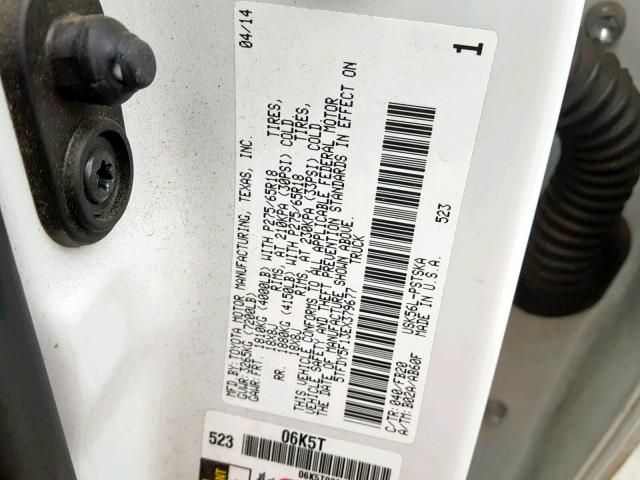 5TFDY5F13EX379677 - 2014 TOYOTA TUNDRA CRE WHITE photo 10