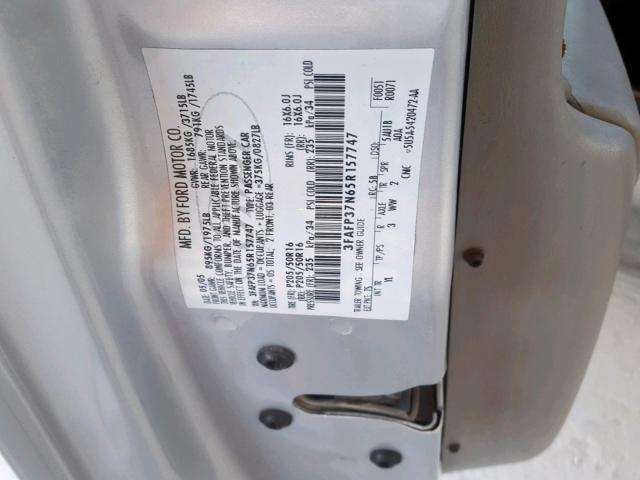 3FAFP37N65R157747 - 2005 FORD FOCUS ZX5 SILVER photo 10