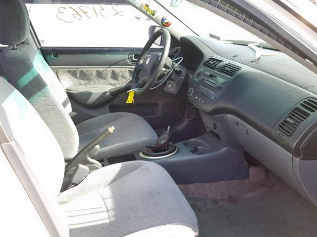 2HGES15561H551722 - 2001 HONDA CIVIC LX WHITE photo 5