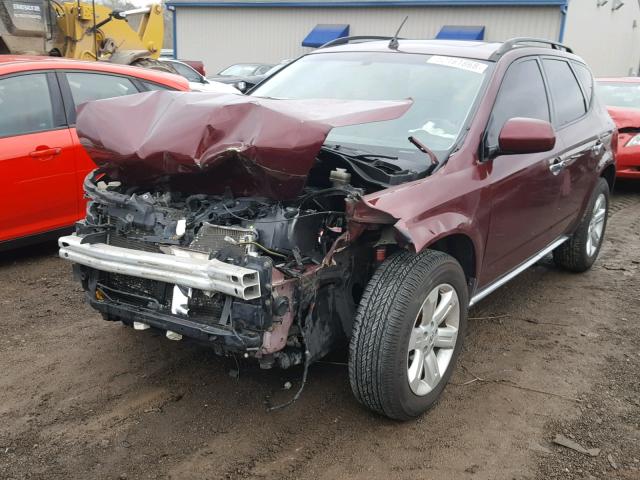 JN8AZ08W57W661022 - 2007 NISSAN MURANO SL MAROON photo 2