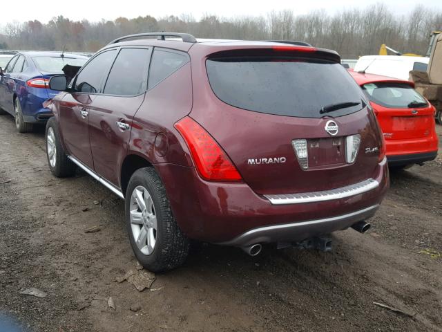 JN8AZ08W57W661022 - 2007 NISSAN MURANO SL MAROON photo 3