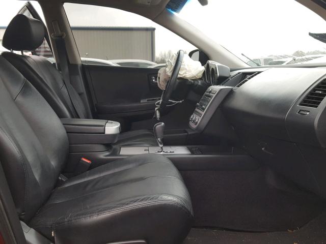 JN8AZ08W57W661022 - 2007 NISSAN MURANO SL MAROON photo 5