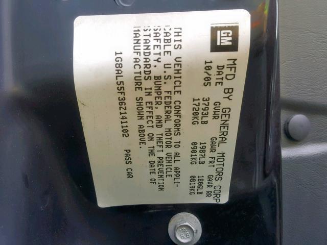 1G8AL55F36Z141102 - 2006 SATURN ION LEVEL BURGUNDY photo 10