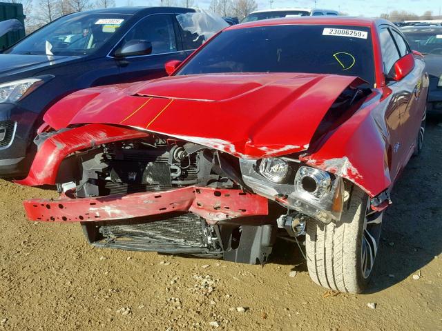 2C3CDXEJ4DH586820 - 2013 DODGE CHARGER SR RED photo 2