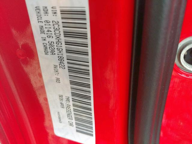 2C3CDXHG1GH188422 - 2016 DODGE CHARGER SX RED photo 10