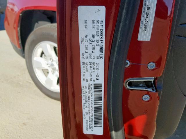 1C4NJCBAXDD169192 - 2013 JEEP COMPASS SP წითელი ფოტო 10