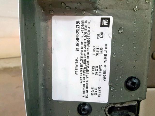 1G1ZT52854F135145 - 2004 CHEVROLET MALIBU LS მწვანე ფოტო 10