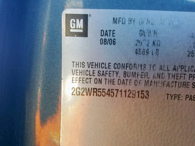 2G2WR554571129153 - 2007 PONTIAC GRAND PRIX GRAY photo 10