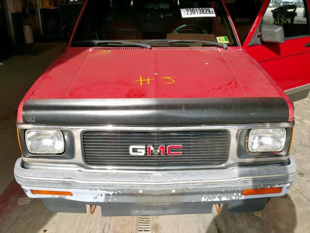 1GTDT19Z3N0503464 - 1992 GMC SONOMA RED photo 7