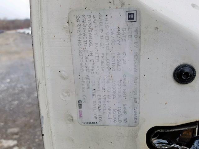 2G3AL54N6L2370693 - 1990 OLDSMOBILE CUTLASS CI WHITE photo 10