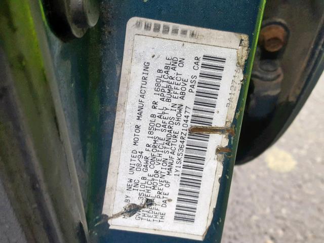 1Y1SK5364RZ104477 - 1994 GEO PRIZM BASE GREEN photo 10