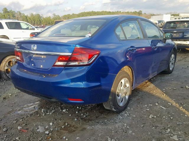 19XFB2F58EE083484 - 2014 HONDA CIVIC LX BLUE photo 4