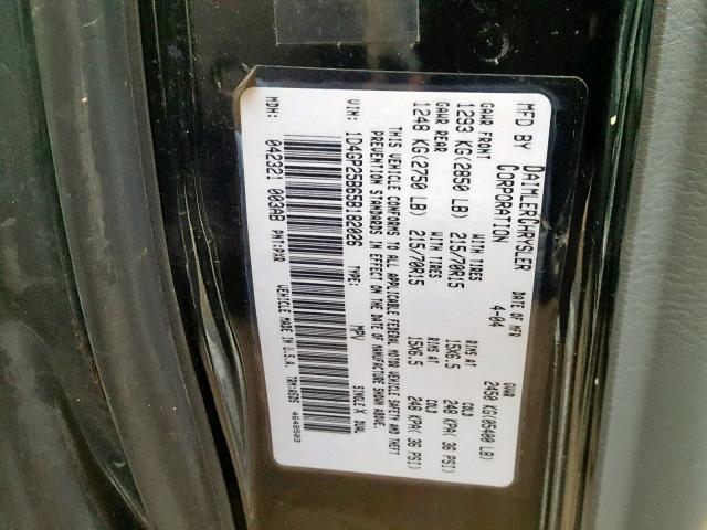 1D4GP25B65B182026 - 2005 DODGE CARAVAN SE Negro foto 10