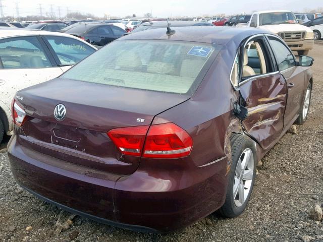 1VWBP7A39DC104655 - 2013 VOLKSWAGEN PASSAT SE BURGUNDY photo 4