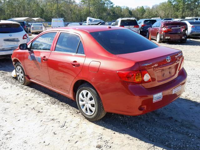 1NXBU4EE8AZ243702 - 2010 TOYOTA COROLLA BA RED photo 3