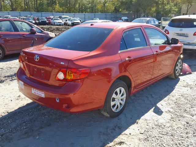 1NXBU4EE8AZ243702 - 2010 TOYOTA COROLLA BA RED photo 4