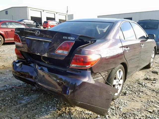 JTHBA30G755057874 - 2005 LEXUS ES 330 BURGUNDY photo 4