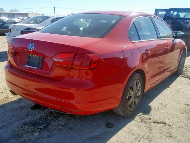 3VW2K7AJ5CM395813 - 2012 VOLKSWAGEN JETTA BASE RED photo 4