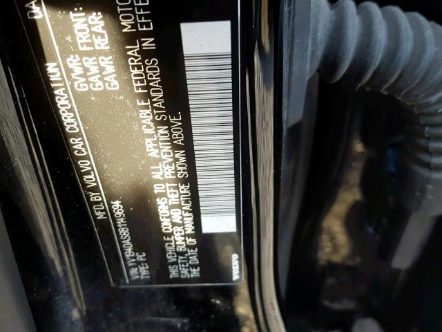 YV1940AS8B1149694 - 2011 VOLVO S80 3.2 BLACK photo 10