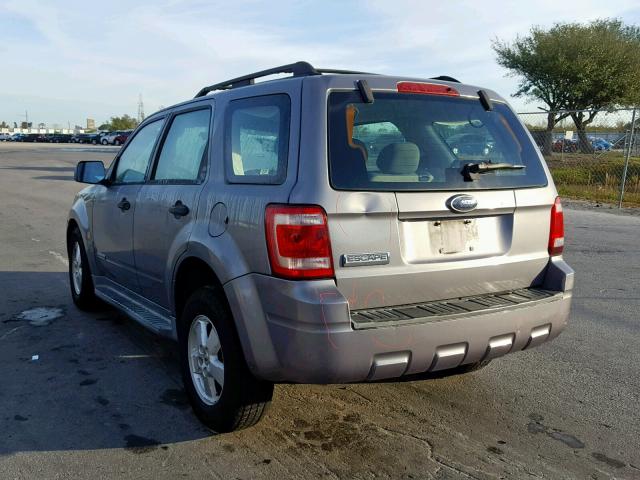 1FMCU02Z18KA75217 - 2008 FORD ESCAPE XLS GRAY photo 3