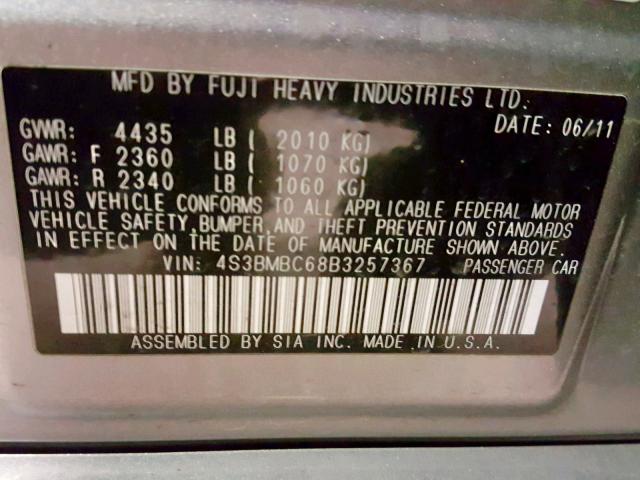 4S3BMBC68B3257367 - 2011 SUBARU LEGACY 2.5 SILVER photo 10