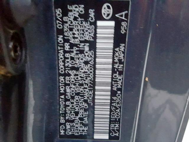 JTKDE177360076325 - 2006 TOYOTA SCION TC CHARCOAL photo 10