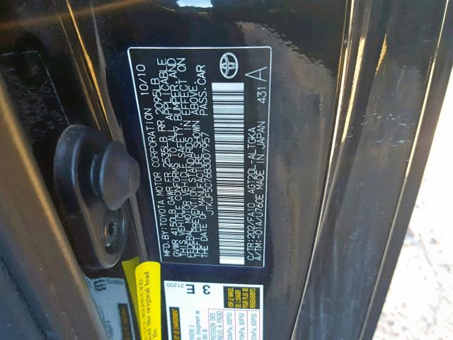 JTKJF5C76B3007957 - 2011 TOYOTA SCION TC შავი ფოტო 10