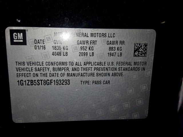 1G1ZB5ST8GF193293 - 2016 CHEVROLET MALIBU LS Schwarz Foto 10