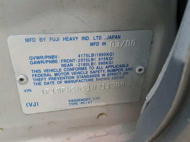 JF1SF65651H711709 - 2001 SUBARU FORESTER S 银色 照片 10