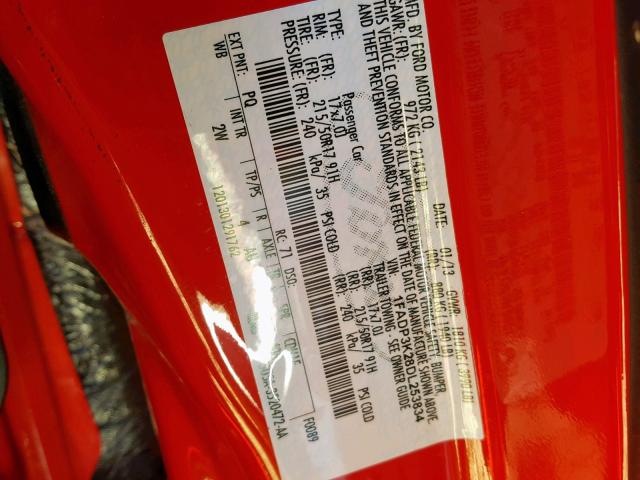 1FADP3K28DL253834 - 2013 FORD FOCUS SE RED photo 10