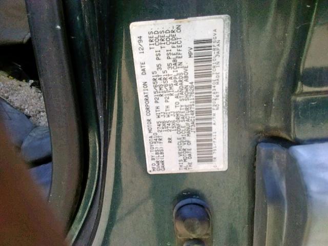 JT3AC14R7S1176264 - 1995 TOYOTA PREVIA LE GREEN photo 10