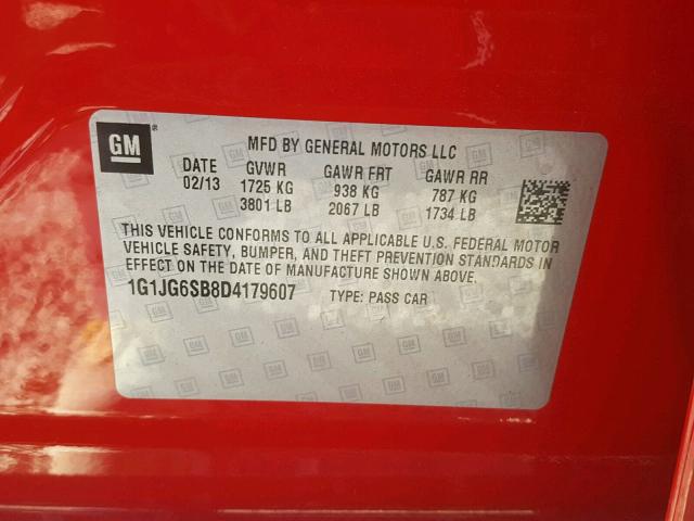 1G1JG6SB8D4179607 - 2013 CHEVROLET SONIC RS RED photo 10