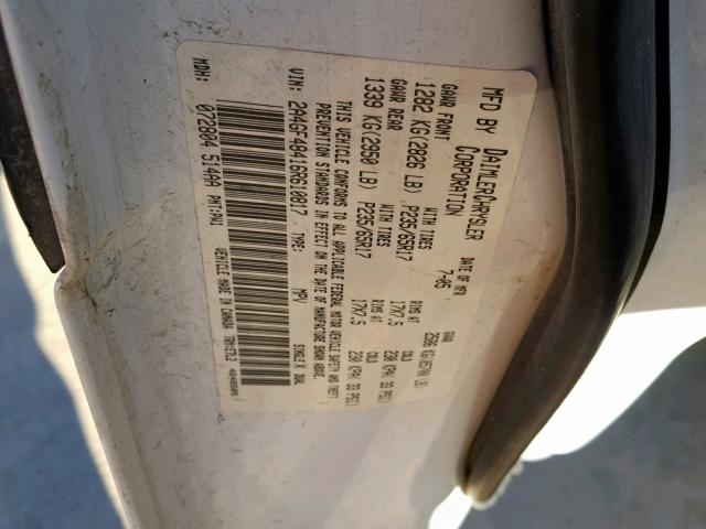 2A4GF48416R610817 - 2006 CHRYSLER PACIFICA WHITE photo 10